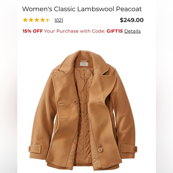 L.L.Bean Classic Lambswool Pea Coat - Picture 9 of 11